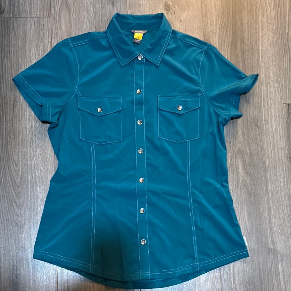 Teal Button-Up Short Sleeve Shirt